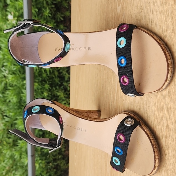 Marc Jacobs Multicolored Grommet Cork Sandal Heels Size 6 - Picture 2 of 13